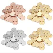 10/20pcs Round Golden Stainless Steel DIY Metal Pendant Necklace, Bracelet, Pendant Jewelry, 6-25mm Electroplated Anti-Allergic DIY Accessory