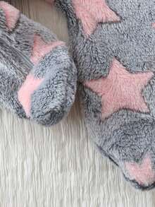 Infant/Toddler Girls' Star Pattern Fuzzy Zip-Up Jumpsuit
