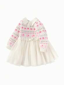 Balabala Vestido de princesa para niñas en otoño e invierno, con superposición de tul, look de capas dulce, elegante y lindo - Tono blanco - Ver 4