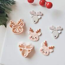1pc Christmas Reindeer Polymer Clay Earring Cutter, Embossed Elk Shape Clay Cutters For Pendant Necklace & Jewelry Making, Animal Polymer Clay Tools, Winter Themed 3D Printed Clay Cutter For Jewelry Maker