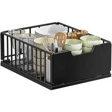 Telescopic Drawer, Extendable Drawer, Kitchen Cabinet Organizer, Kitchen Drawers With Na-No Adhesive Film And Screws, Spice Rack, Drawer Pull-Out For Kitchen Cabinets, Pull-Out Organizer, 25W X 40D X 18H Cm - 黑色 - 查看 2