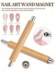 Double Ended Magnetic Nail Art Stick - Wooden Handle Cat Eye Effect Roller For Nail & Pedicure Care, Professional Salon & DIY Manicure Tool, Nail Design Accessories With Strong Magnet,Suitable For Home Nail Salon DIY, Nail Art Supplies, Nail Art Tools, Back To School, Nail Art, Press-On Nails, Manicure And Pedicure Tools.Friend Gifts, Female Gifts, Halloween Supplies, Travel Supplies, Christmas Supplies