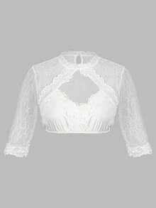 ii 女式 Dirndl 衬衫蕾丝长袖白色优雅短款上衣慕尼黑啤酒节传统服装上衣，万圣节
