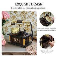 Vintage Telephone Wind Up Music Box With Drawer - Retro Durable Plastic Ornament For Home Decor, Perfect For Bedroom, Living Room  & Office Desk, Unique Decorative Birthday, Halloween, Christmas Gift For Women, Girls & Kids - 棕色 - 查看 6