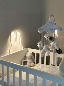 Nordischer Stil süßer Hase-Ohren Nachtlicht, LED Softlicht Schlafzimmer Nachttischlampe, dimmbar per Knopfdruck, verspieltes Design, gemütliche Tischdekoration für Kinderzimmer, Steckdosenlampe, Innenraum Stimmungslicht - 1 Stück