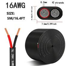 1PC 16 Gauge Wire 2 Conductor Electrical Wire, 16 AWG 1.309mm² Wire PVC Cord, 12V/24V DC Low Voltage/Copper-Clad Aluminum(CCA) 2 Wire For Automotive Wire LED Strips Lamp Lighting Marine(5M/9.2M/15.3M/30.5M)