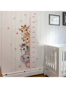 可爱的 4 种动物身高表墙贴，带有长颈鹿狮子斑马大象图案，可移除育儿室贴花，适用于粉色房间婴儿房装饰，易于粘贴，教育成长测量艺术 50-150 厘米和动物贴花和圣诞礼物 - 彩色 - 查看 9