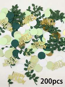 200/100/10pcs Birthday Party Confetti, Happy Birthday Confetti, Gold Card Happy Birthday Green Leaves Round Confetti, Birthday Party Table Decorations, Can Be Used For Diy Birthday Party Table Decorations, Create A Joyful Atmosphere, Festivals & Party Supplies - Multicolor - View 21