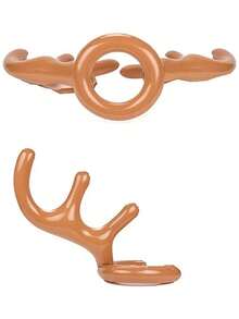 1 set Juego de lanzamiento de aros con astas de reno inflables - Para fiestas de Navidad, Año Nuevo, decoraciones de fiesta de cumpleaños - Material de PVC - Ideal para celebraciones y juegos festivos - Multicolor - Ver 4