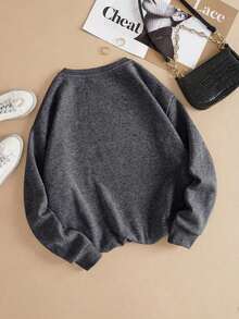 LCWomen's Drop Shoulder Long Sleeve Sweatshirt,Long Sleeve Tops Graduation,Back To School Outfits,Graduation,Teacher Outfits Women,Back To School Pullover Fall OutfitCasual Daily Wear - 粉紅色 2 - 查看 9