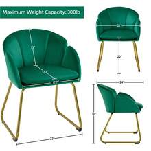 Butterslay 1PC Modern Velvet Vanity Accent Armchair - Gold Metal Legs Flower Shape Seat Flared Backrest, Space-Saving Floor-Protect Chair For Bedroom Living Room Small Space Makeup Room, White/Pink/Green/Gray/Black - 綠色 - 查看 6