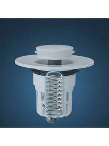 1个弹出式浴室水槽排水塞 - 多功能压力过滤器，耐用塑料材质，浴室水槽防堵塞，必备排水配件，水槽排水过滤器，家用毛发收集器，餐厅和厨房食物残渣过滤器，浴室配件和工具，现代浴室优雅设计，浴室水槽配件 - 彩色 - 查看 9