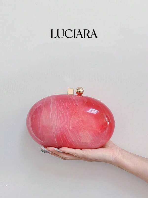 Nuevo bolso de mano ovalado de acrílico, bolso de hombro con asa de metal, bolso cruzado pequeño cuadrado de color cielo estrellado de moda, adecuado para banquetes, bodas, vestidos formales, bolso de cosméticos