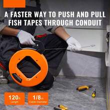 Durable 36.58m Fish Tape Wire Cable Puller - 3mm Steel With Sturdy Plastic Case For Efficient Wire Installation