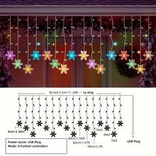 1 USB-betriebener Schneeflocken-Vorhang-Lichterkette, LED-Lichterkette, Innenraum-Seilbeleuchtung mit 8 Modi, 5,5m, 96 LEDs, geeignet für Weihnachten, Valentinstag, Geburtstage, Hochzeiten, Blumen, Gartenfeste, Weihnachtsdekoration