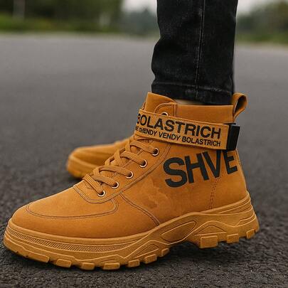Shendy Vendy Botas casuales para hombre estilo urbano moderno con diseño de caña media, cómodos y transpirables, suela gruesa antideslizante, ideales para caminar, entrenar, outfits juveniles, moda streetwear y uso diario versátil en cualquier ocasión con máximo confort y durabilidad  Deportivo    ANUDADO
