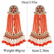 FANYINAN 1 对锌合金仿珍珠时尚优雅耳环，镶有水钻，波西米亚风格，适合日常婚礼宴会派对佩戴耳环