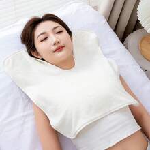1pc Spa Massage Pillow Cover With U-Shaped Neck Support & Cut-Out Design - Soft Plush Machine-Washable Durable Facial Cushion For Salon, Spa, Home Use