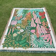 Outdoor Blanket With Tropical Rainforest Landscape, Bohemian Woven Throw Blanket - Picnic Blanket, Camping Blanket, Sofa Blanket, Nap Blanket, Air Conditioning Blanket, Wall Hanging, Thick & Soft, Non-Fading & Pilling, Suitable For Home Decor And Outdoor Use