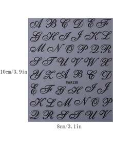 Retro English Letter Pattern 3D Nail Stickers, 3D Black Gothic Letter Nail Stickers, Fashionable And Romantic English Word Alphabet Character Symbol Design DIY Stickers, Y2K Self-Adhesive Slide Nail Decoration, Y2K Self-Adhesive Slide Nail Decoration Accessories