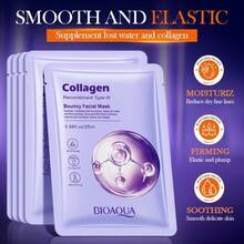 5pcs/Pack Collagen Elastic Face Mask, High Moisturizing, Replenishing, Pore Tightening, Smoothing, Enhancing Skin Elasticity, Suitable For All Skin Types - White - View 3