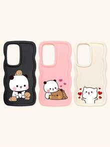 Cute Panda Novelty 3pcs Dopamine Themed Phone Cases, Cute Cartoon Panda, Bear, Cat Print Phone Case Set, New Wavy Macaron Design Phone Covers, Phone Protective Cases Compatible With IPhone Spring Gift,International Version, Not The Domestic Version - Multicolor - View 30