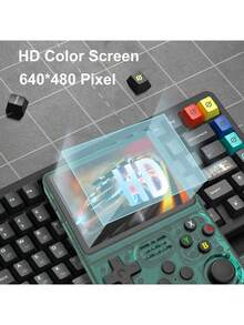 R36S Open Source Retro Classic Handheld Game Console, 3.5" High Definition IPS Screen, Linux System, 64GB Built-In Memory, 16000+ Games, Supports Multiple Emulators, Portable Handheld Game Player - Multicolor - View 3