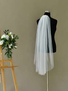 1 pièce Voile de mariée pur et transparent, longueur cheville, minimaliste et élégant - riz - Voir 14