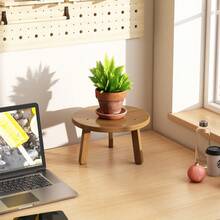 1pc DIY Handmade Apricot & Brown Bamboo Planter Pot Holder Indoor Flower Stand