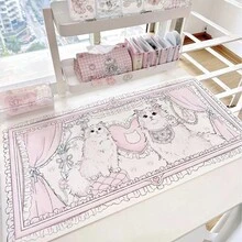 Puff Ragdoll Cat PU Leather Desk Mat  Waterproof Pink Large Mouse Pad, Cute Kawaii Office Desk Decor & Gift For Girls - 長方形 - 查看 6