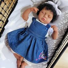 19 Inch Realistic Vinyl Handmade Reborn Doll (Unisex), Cloth Body Lifelike Doll, Handmade Rooted Hair, Closed Eyes Doll, Companion Collectible Doll, Birthday Christmas Gift, Includes Clothes, Plush Doll (Randomly Included Bottle, Pacifier, Diaper) - As Shown - View 7