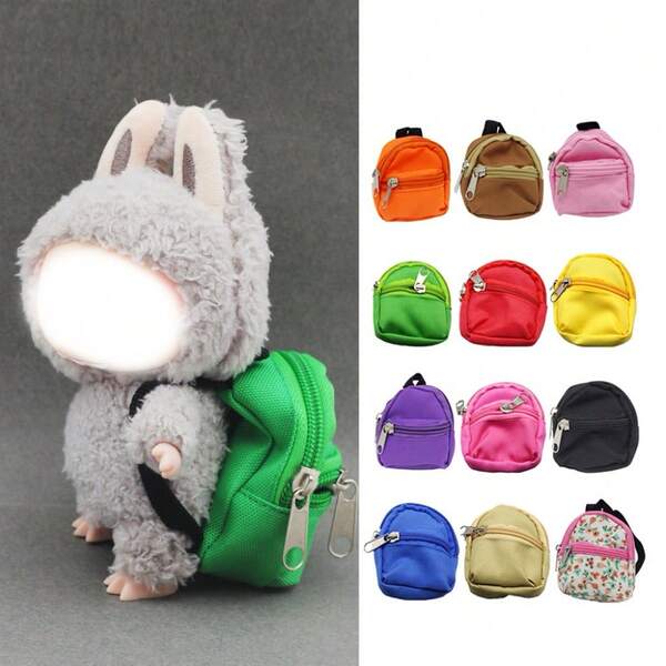 Mochila con doble cremallera de estilo elegante Labubo, mochila mini linda - una opción ideal para combinar con el atuendo de muñecas DIY y decoración de figuritas adorables, adecuada para regalos de cumpleaños, regalos festivos y regalos de fiesta.