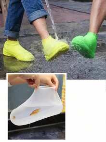 1/2pcs Reusable Outdoor Latex Rain Boots Covers, Waterproof Shoe Protectors For Rainy Days. Available In Multiple Colors, Durable And Long-Lasting. Foldable Colorful Silicone Shoe Covers, Portable Waterproof Shoe Covers