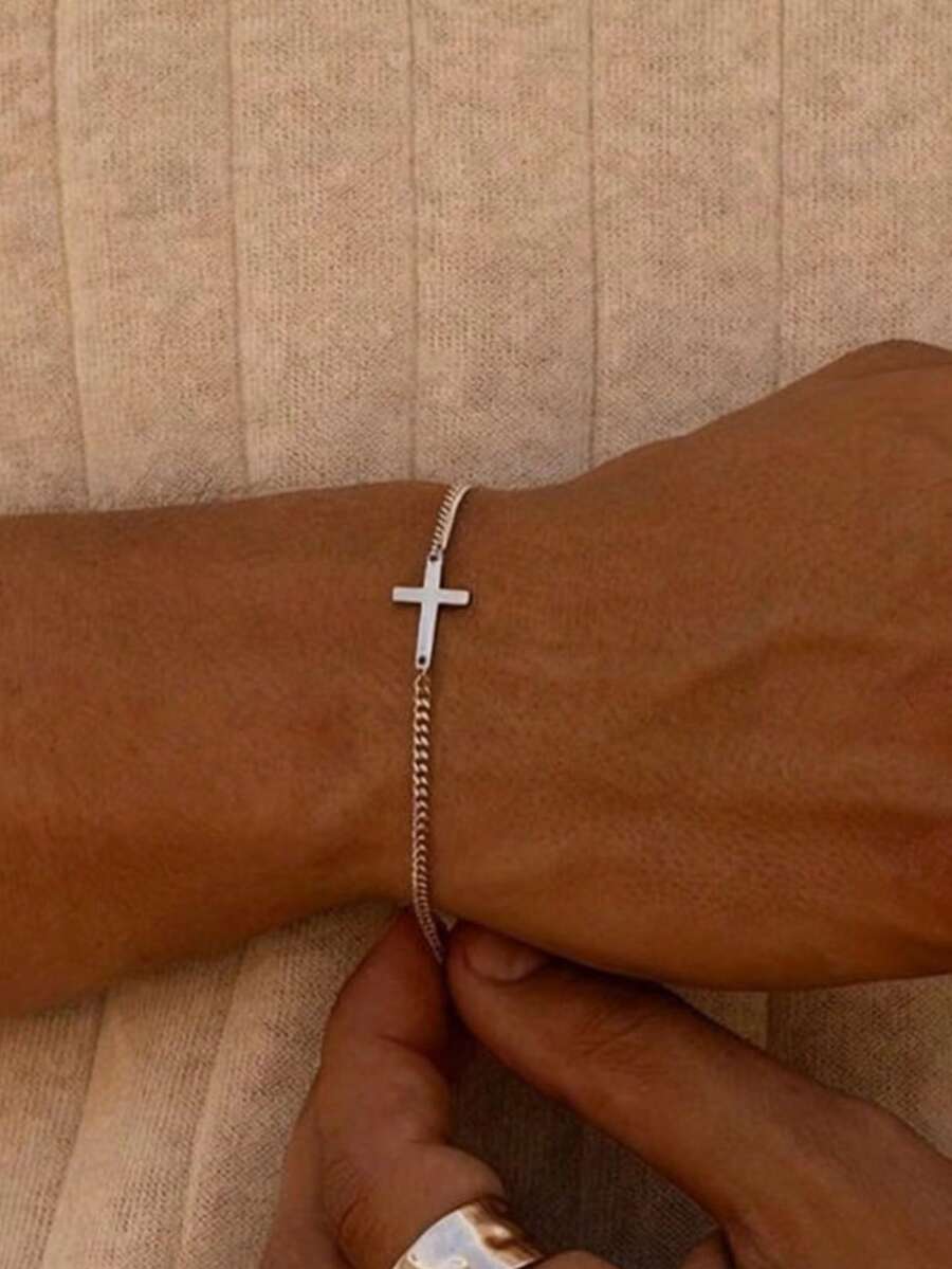 سوار مطبق بصليب مهترئ على الطراز الأوروبي والأمريكي البسيط والمميز