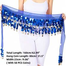 Femei dans burtă șal eșarfă accesorii curea fustă cu monede de culoare aurie dans buric monede lanț talie - Multicolor - Vizualizare 7