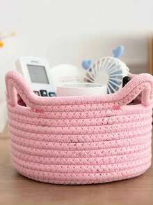 Personalized Woven Storage Basket, Customizable Name - Embroidered Rope Woven Storage Rack, Suitable For Nursery, Home Decor, Newborn Gift - Multicolor - View 9