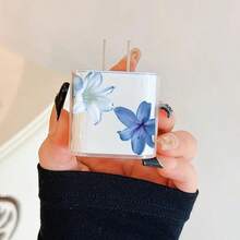 Ốp lưng bảo vệ sạc Apple họa tiết hoa tối giản, phù hợp với cáp sạc 20W 15, cáp dữ liệu điện thoại 16 Pro Max, ốp lưng bảo vệ 13/14 Plus, chống uốn cong và chống mèo cắn - Xanh và trắng - Xem 4