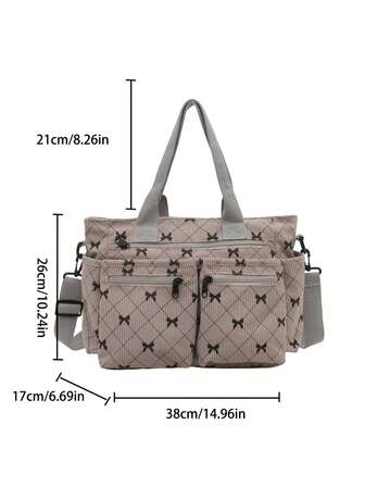 Modern minimalistisk axelväska med stor kapacitet och flera fickor, lämplig för skola, arbete, resor och affärer, kan bäras crossbody