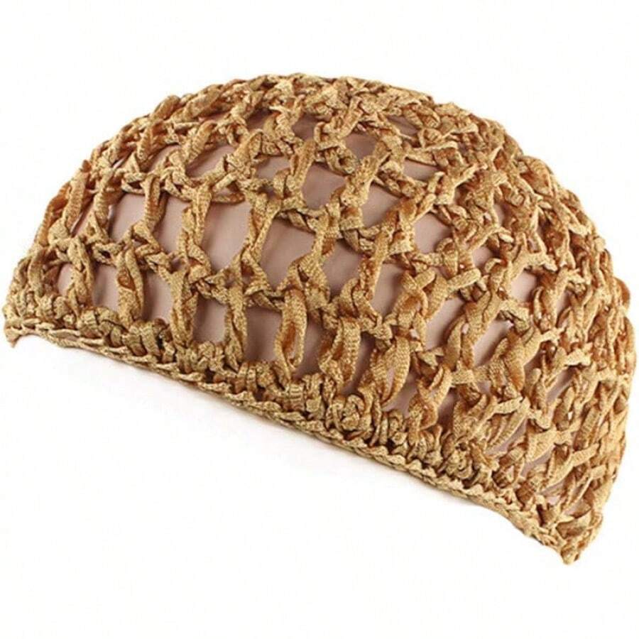 Women Soft Rayon Snood Hat Hair Net Crocheted Hair Net Mix Colorshalloween - 庫菲卡其色-2件 - 查看 1