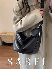 New Autumn And Winter Women's Crossbody Bag With Coin Purse Design, Fashionable And Modern Style Adjustable Shoulder Strap Crossbody Bag, Casual Simple And Versatile Solid Color Shoulder Bag, Suitable For College Students' Daily Shopping And Travel