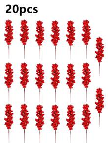 1/10/20/30pcs Red Artificial Berries Christmas Tree Decorations, Foam Holly Branches, Suitable For Christmas, Christmas Decorations, Room Decor, Home Decor, DIY Holiday Decor Accessories, Christmas Gift Wrapping Supplies, New Year Decorations - Red - View 12