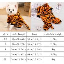 1pc Pet Sweatshirt, Tiger Transformation Outfit For Dogs, Poodle, Teddy, Small Dogs & Cats, Thermal Lined For Autumn/Winter - Yellow - View 3