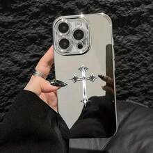 A High-End Silver Pattern Mirror Phone Suitable 16 Pro/16E/15 Pro/14 Plus/13/12/11 Pro, Featuring Durable Drop, Stylish Design, And A LuxuriousFOR-YOUR-BELOVED-PHONE - Kiểu 1 (1 cái) - Xem 2