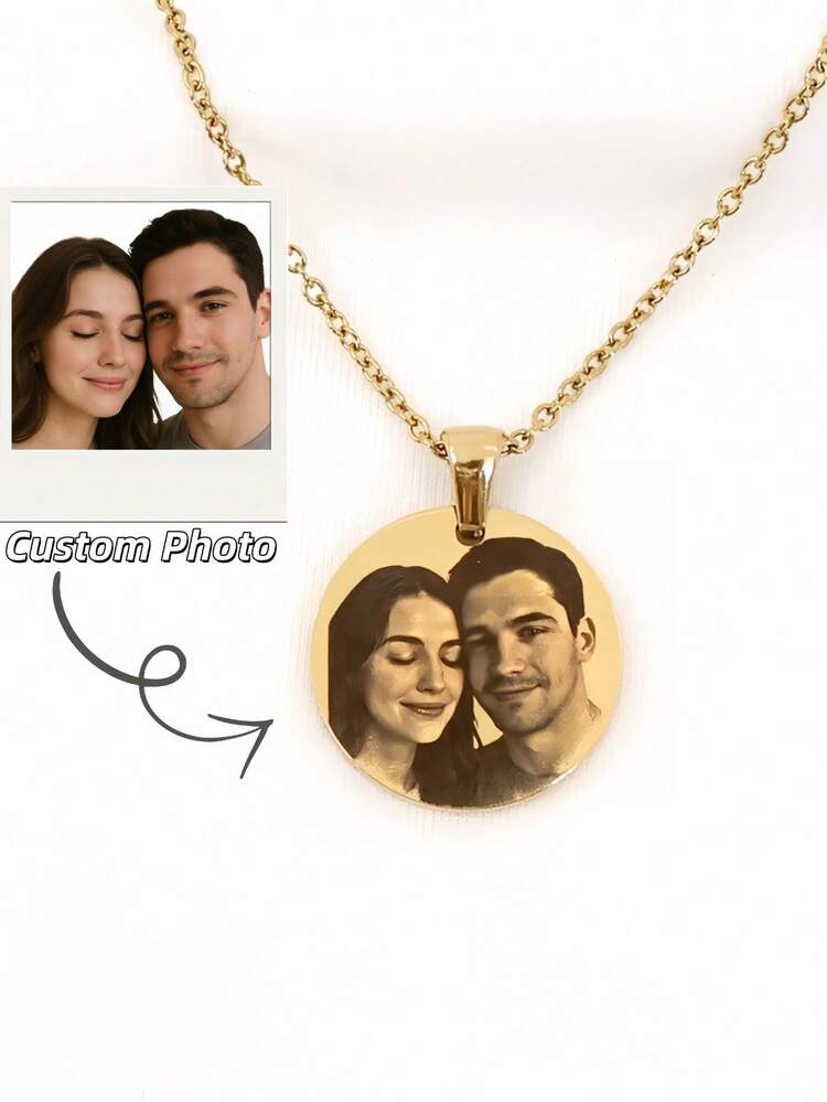 1件定制人像刻字圆形照片吊坠项链 | 不锈钢定制手写文字十字架项链 | 纪念十字架圆形照片项链 | 定制礼物 | 朋友项链 | 手工项链 | 定制项链 | 周年纪念礼物 | 个性化礼物 | 母亲节礼物 | 女友礼物 | 简约项链 | 生日礼物 | 结婚礼物 | 纪念礼物 | 定制刻字照片项链，永恒的爱 - 瓜子扣O字鏈 - 查看 4