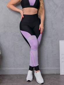 Women Sports Pants - Màu đen và màu hoa cà - Xem 4