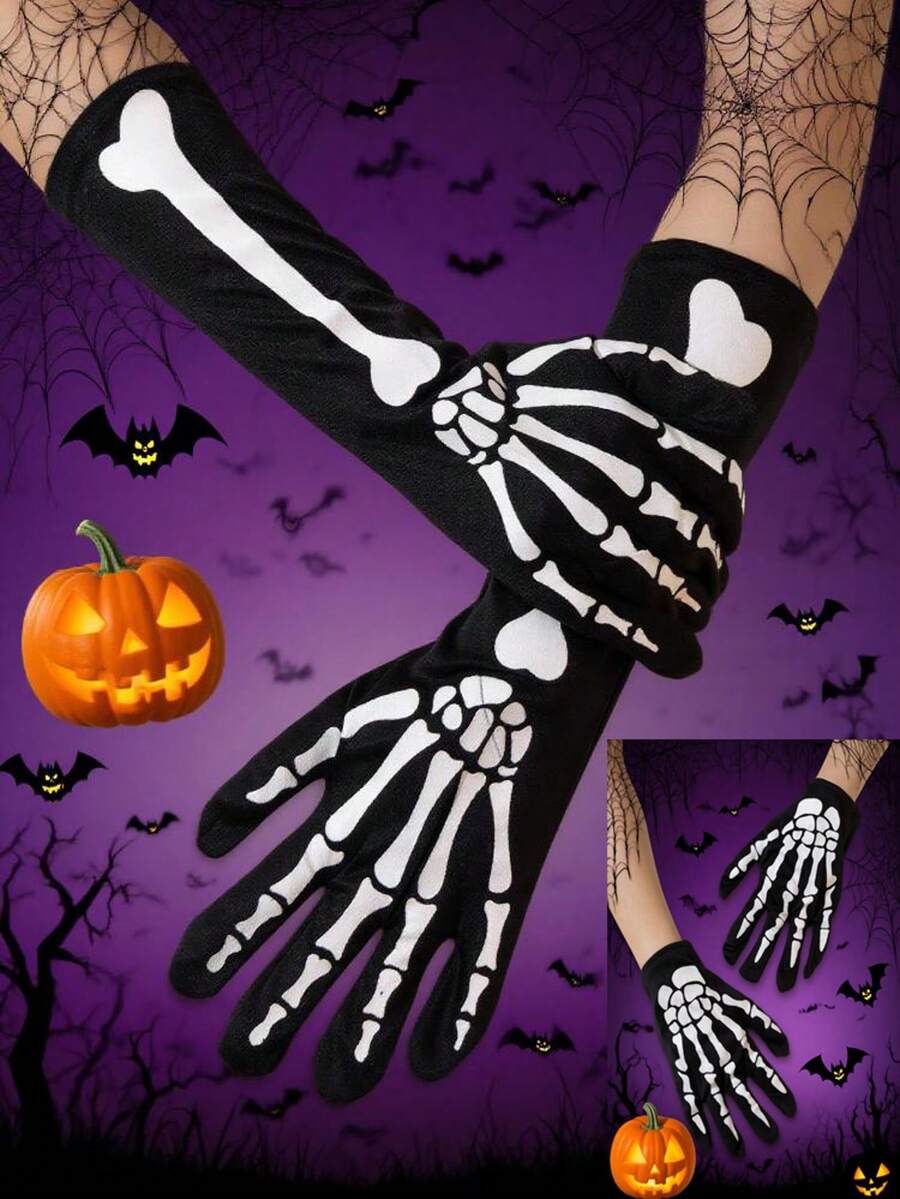 1双骷髅手指万圣节派对手套 - 手套 - 查看 1