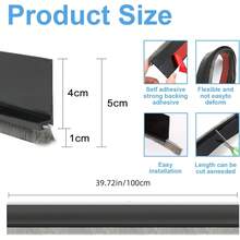 1 pieza Burlete para la parte inferior de la puerta, tope de puerta inferior integrado con cepillo, sello autoadhesivo para el fondo de la puerta para aislamiento de polvo/ruido/aire caliente o frío (Longitud: 1m, Ancho: 50mm)