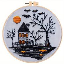 1pc Halloween Embroidery Kit, Stamped Cross Stitch Kit Needlepoint Kit, Gothic Halloween Embroidery Starter Kit For Beginners Adults, DIY Adult Cross Stitch Kit - 1 - Xem 1
