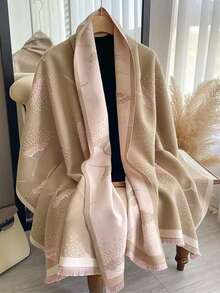 1 Stück Floral Jacquard Strickschal, Faux Kaschmir minimalistisches Design, vielseitiger Schal für Frauen, geeignet für Herbst/Winter