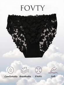 FOVTY 3 Buah Celana Dalam Wanita Seksi Berenda Ukuran Besar, Warna Acak, Hitam dan Putih - MultiWarna - View 4